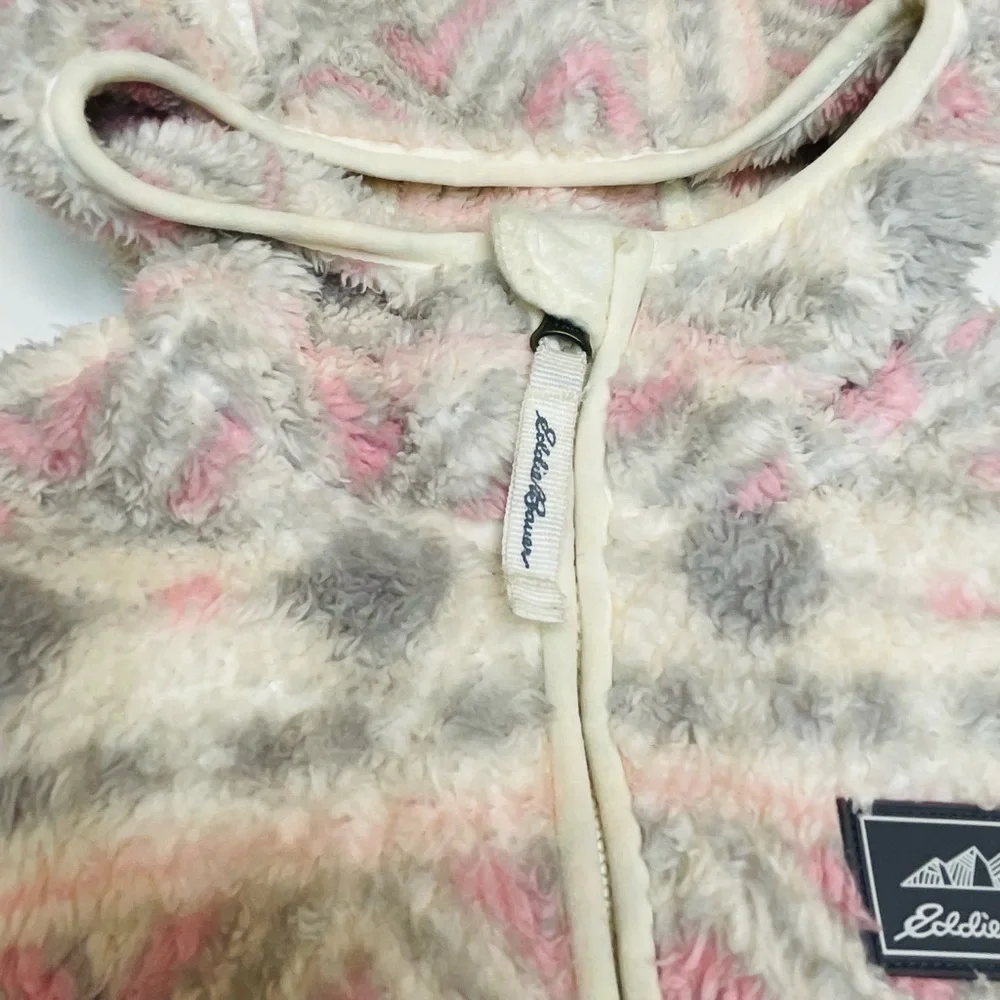 EDDIE Bauer Girl’s Sherpa Fleece Fair Isle Zip Up Hooded Jacket